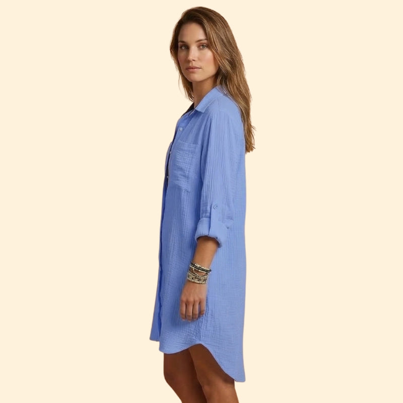 Women’s Shirt Dress with Collared Neck