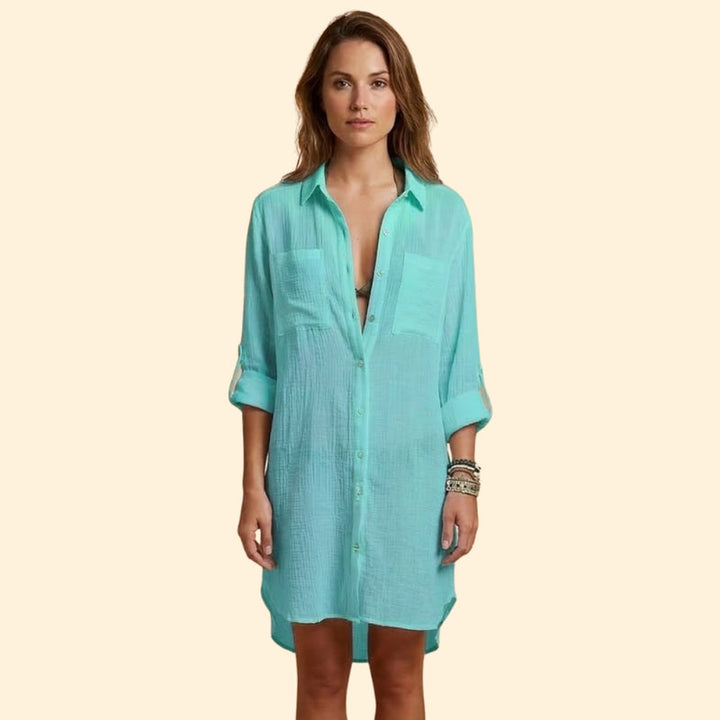 Women’s Shirt Dress with Collared Neck