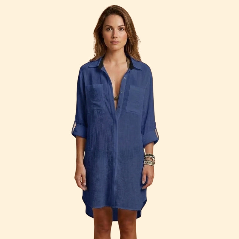 Women’s Shirt Dress with Collared Neck