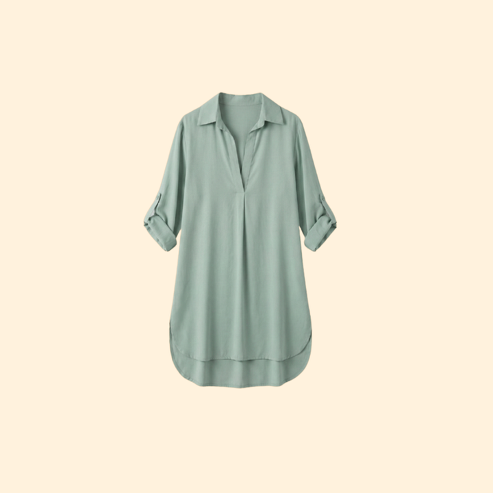 Women’s Shirt Dress with Collared V Neck
