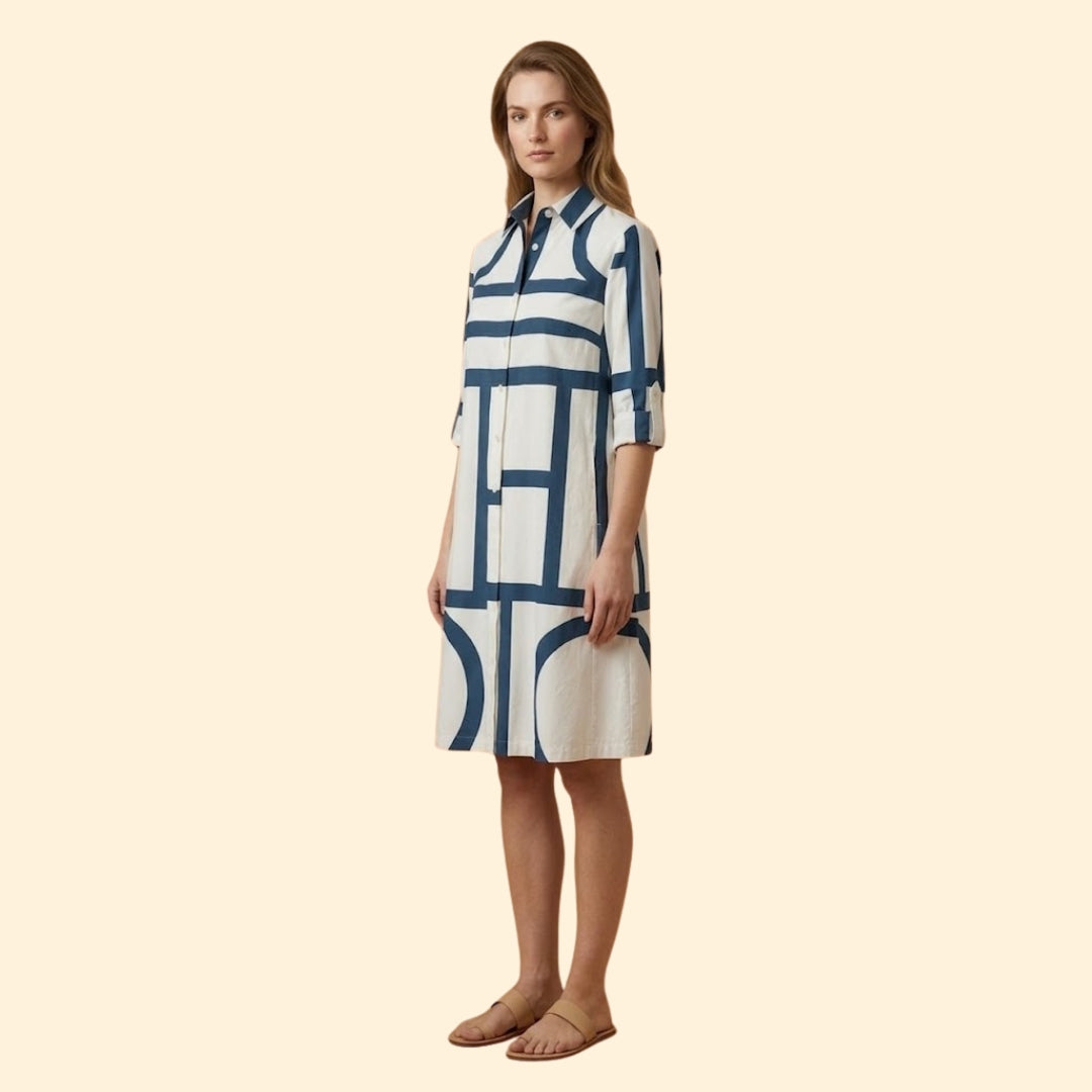 Women's Shirt Dress with Geometric Pattern