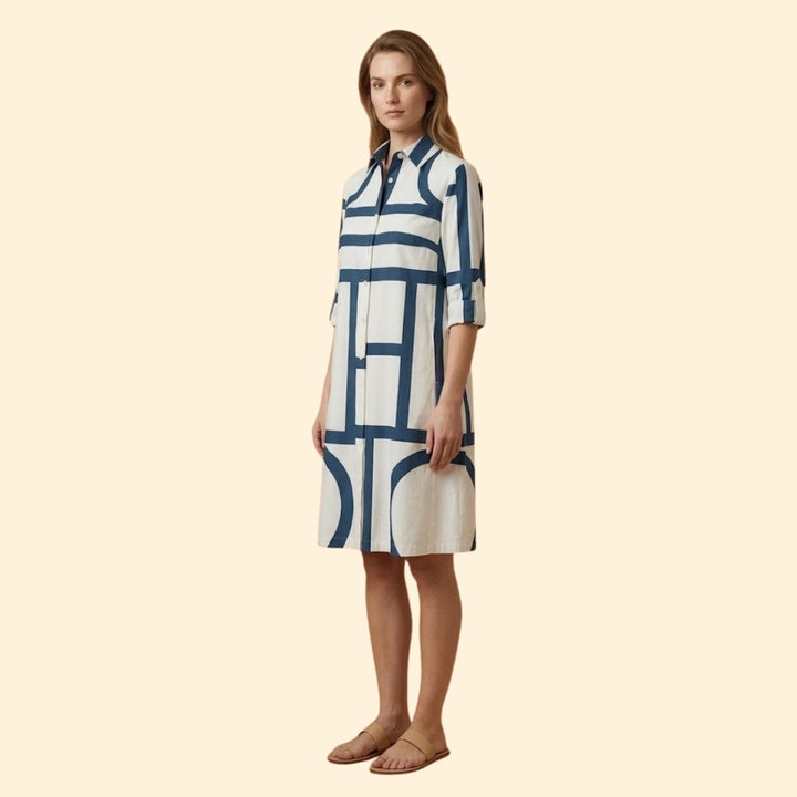 Women's Shirt Dress with Geometric Pattern