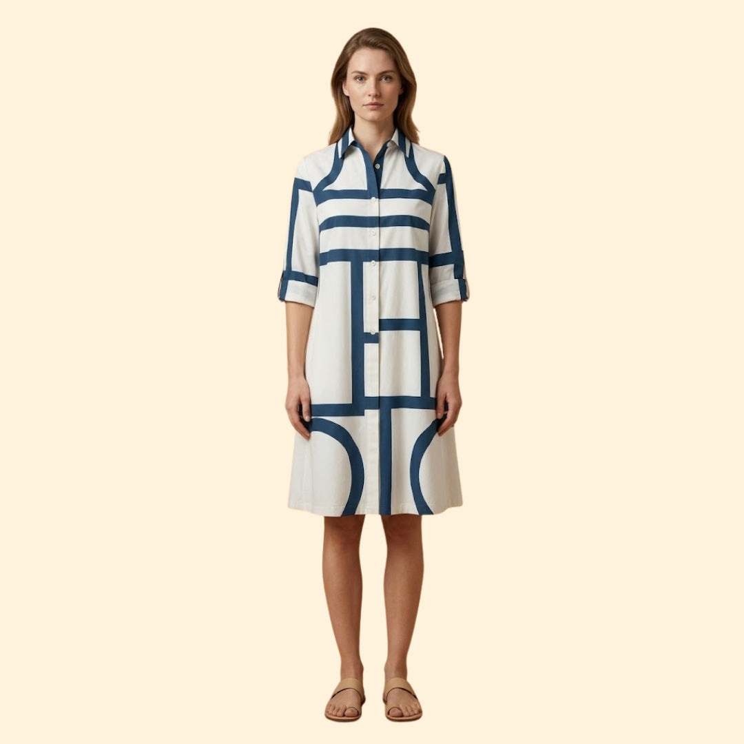 Women's Shirt Dress with Geometric Pattern