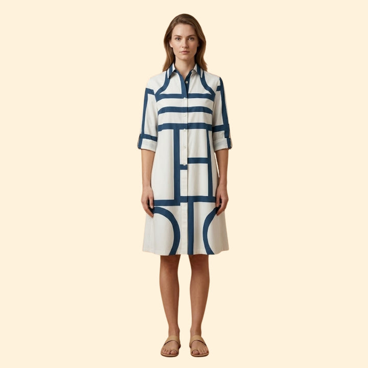 Women's Shirt Dress with Geometric Pattern