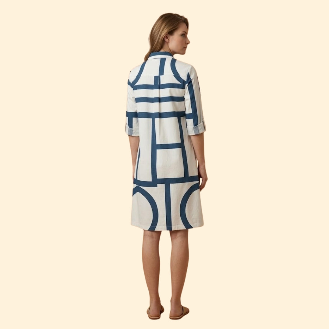 Women's Shirt Dress with Geometric Pattern