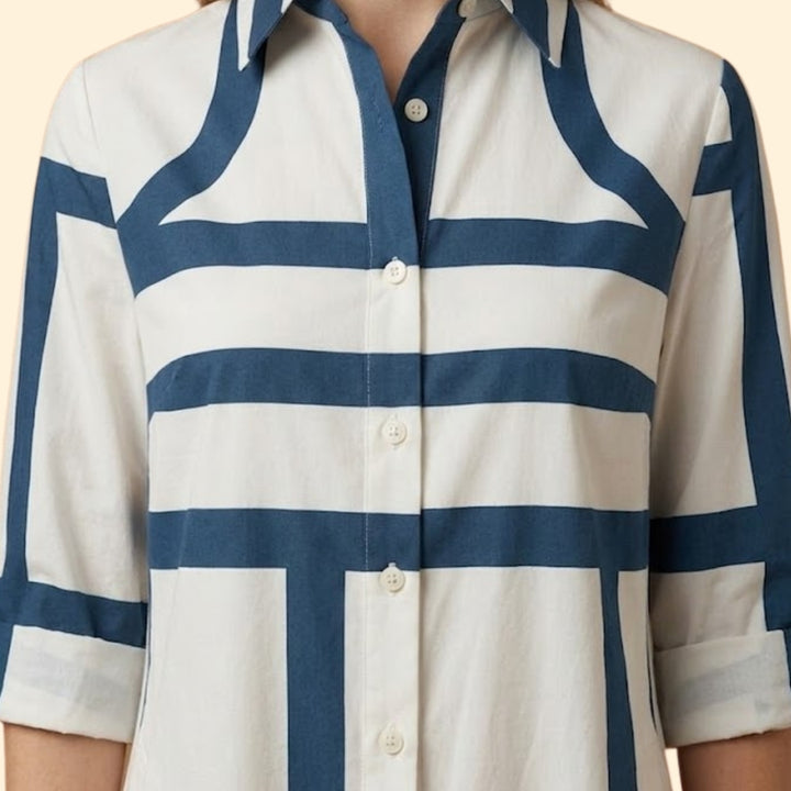 Women's Shirt Dress with Geometric Pattern