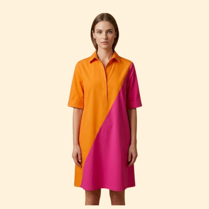 Women's Shirt Dress with Pointed Collar