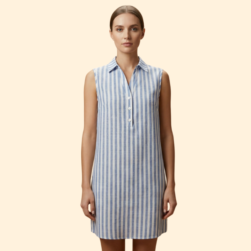 Women’s Shirt Dress with Vertical Stripes