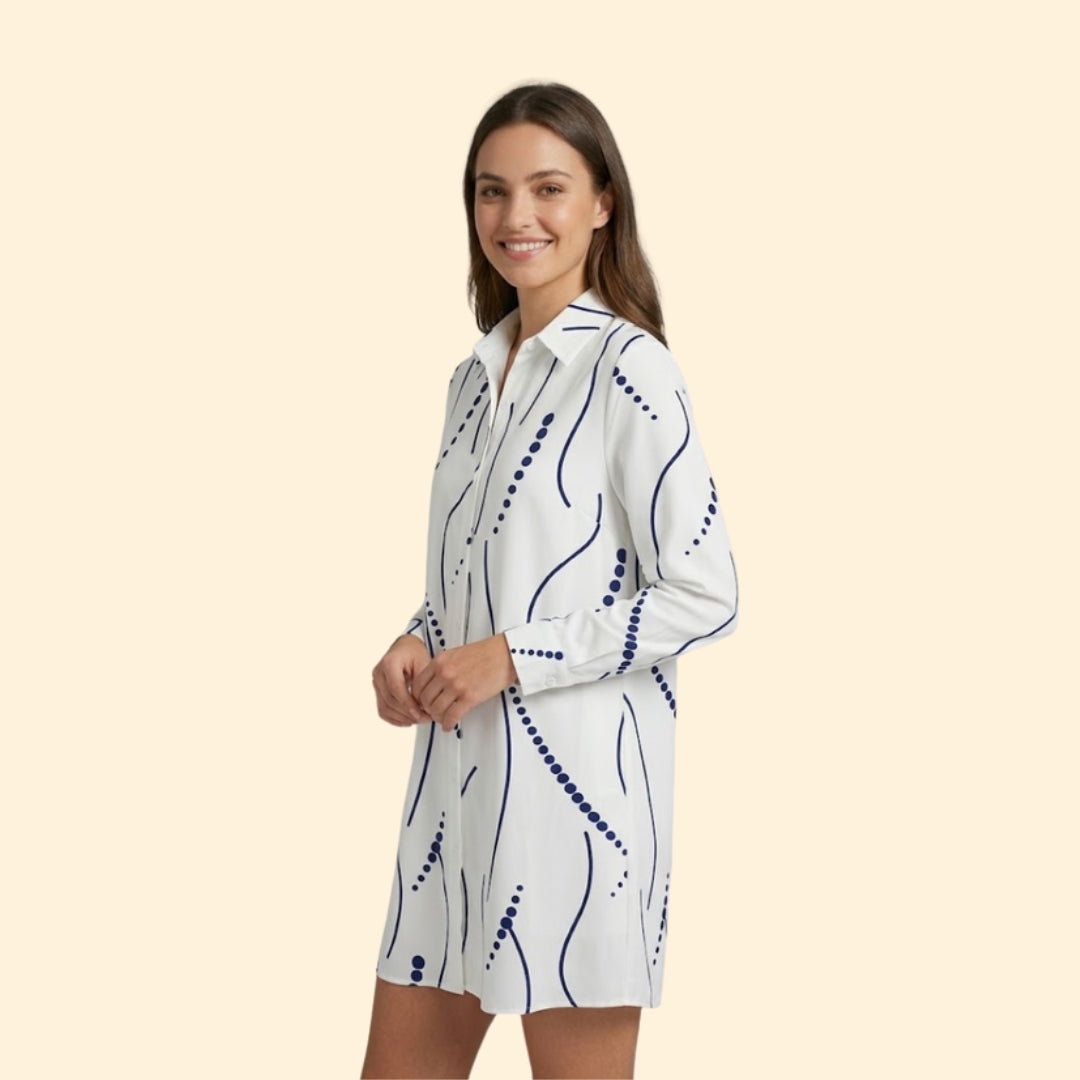 Women’s Shirt Dress with Wavy Print