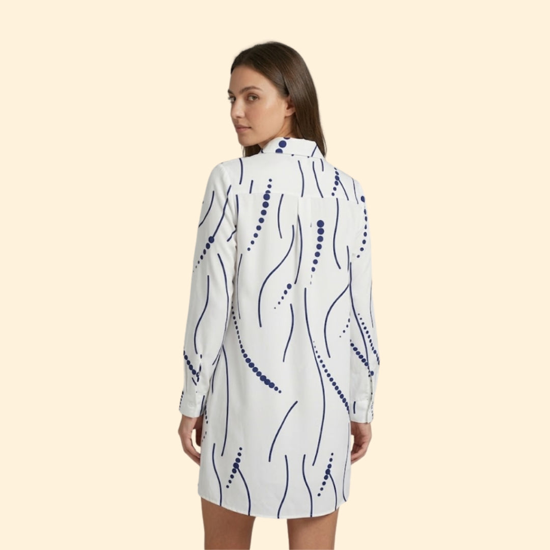 Women’s Shirt Dress with Wavy Print