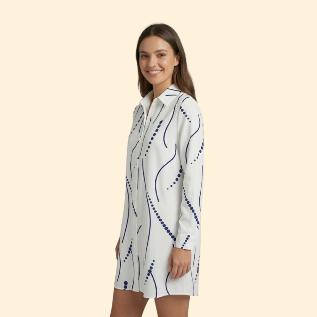 Women’s Shirt Dress with Wavy Print