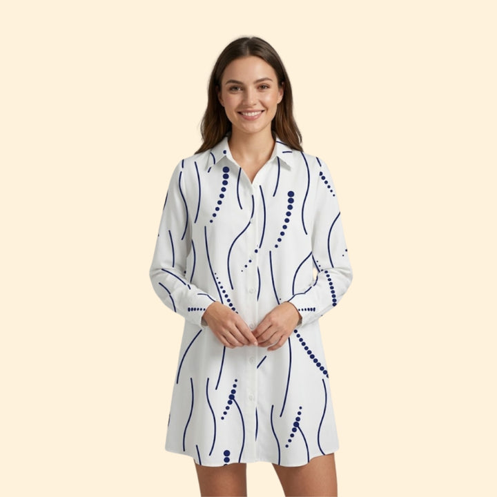 Women’s Shirt Dress with Wavy Print