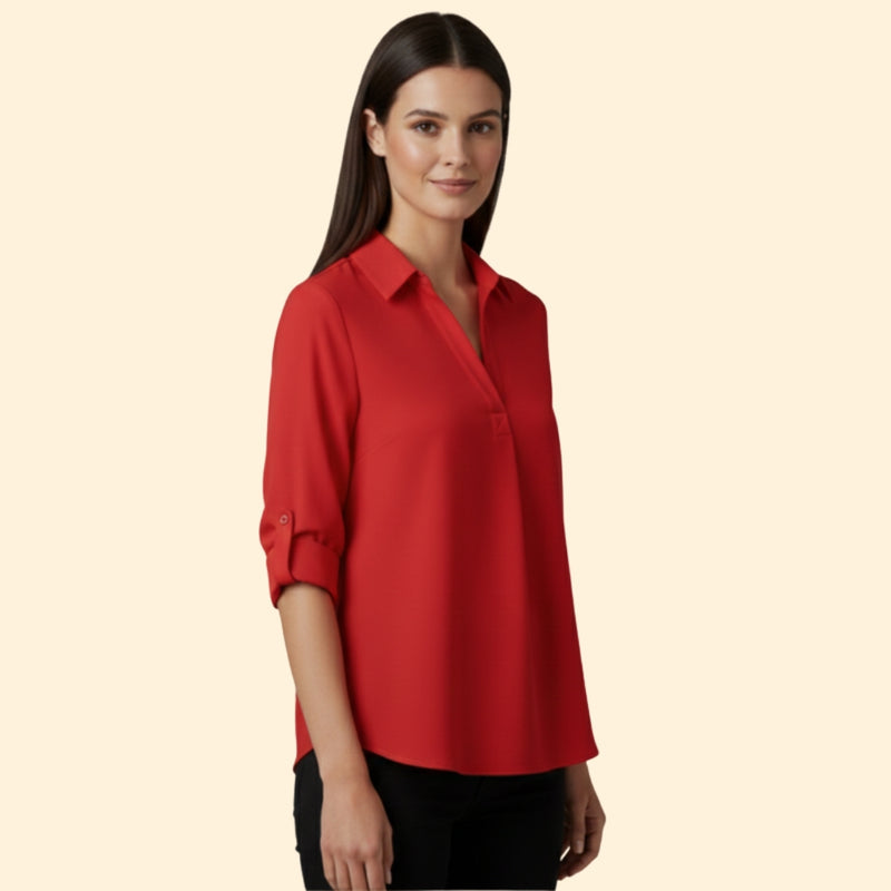 Women’s Shirt with V-Neck and Button Closure