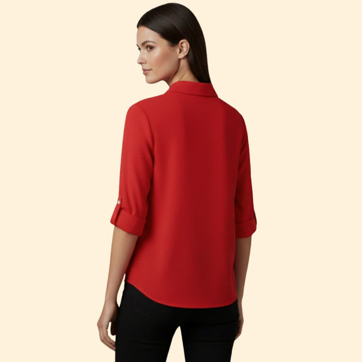 Women’s Shirt with V-Neck and Button Closure