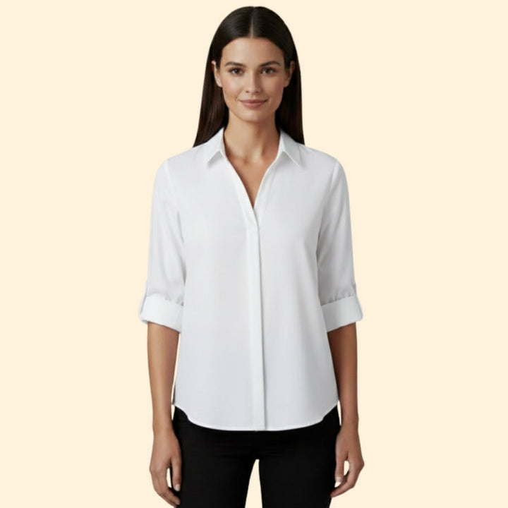 Women’s Shirt with V-Neck and Button Closure