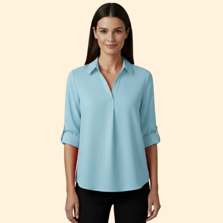 Women’s Shirt with V-Neck and Button Closure