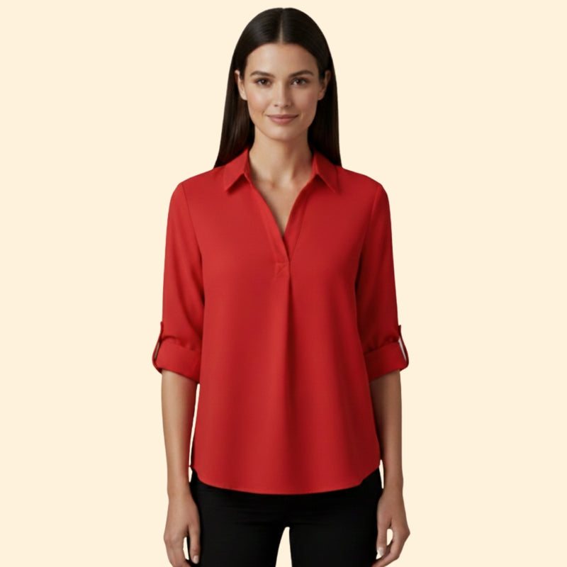Women’s Shirt with V-Neck and Button Closure