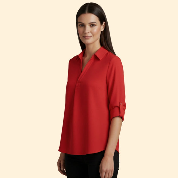 Women’s Shirt with V-Neck and Button Closure