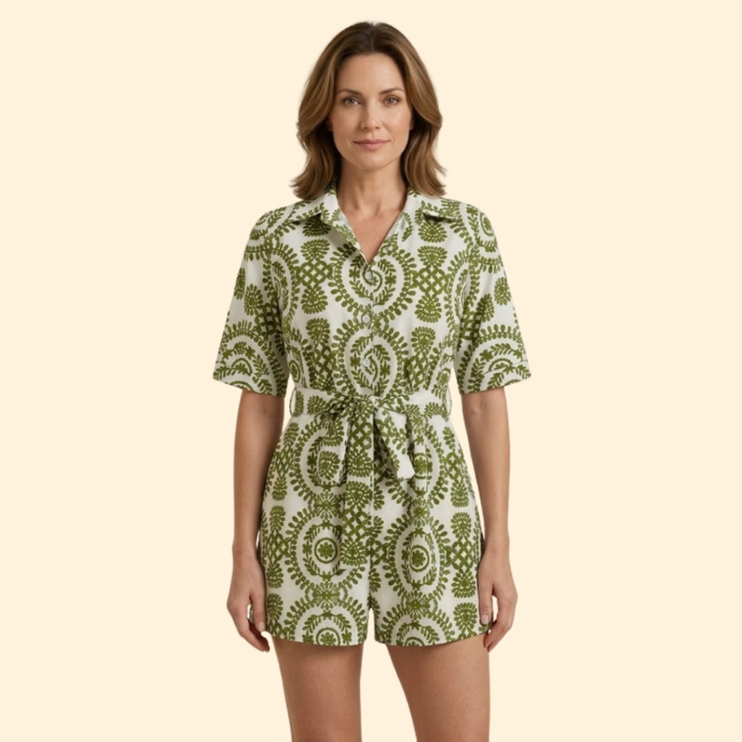 Women’s Short-Sleeve Dress with Adjustable Waist