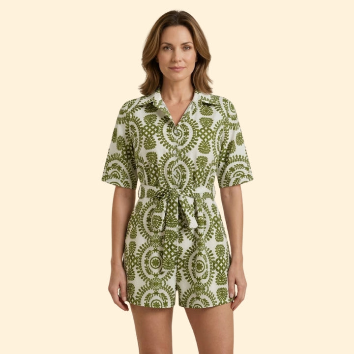 Women’s Short-Sleeve Dress with Adjustable Waist