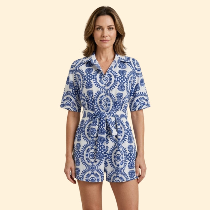 Women’s Short-Sleeve Dress with Adjustable Waist