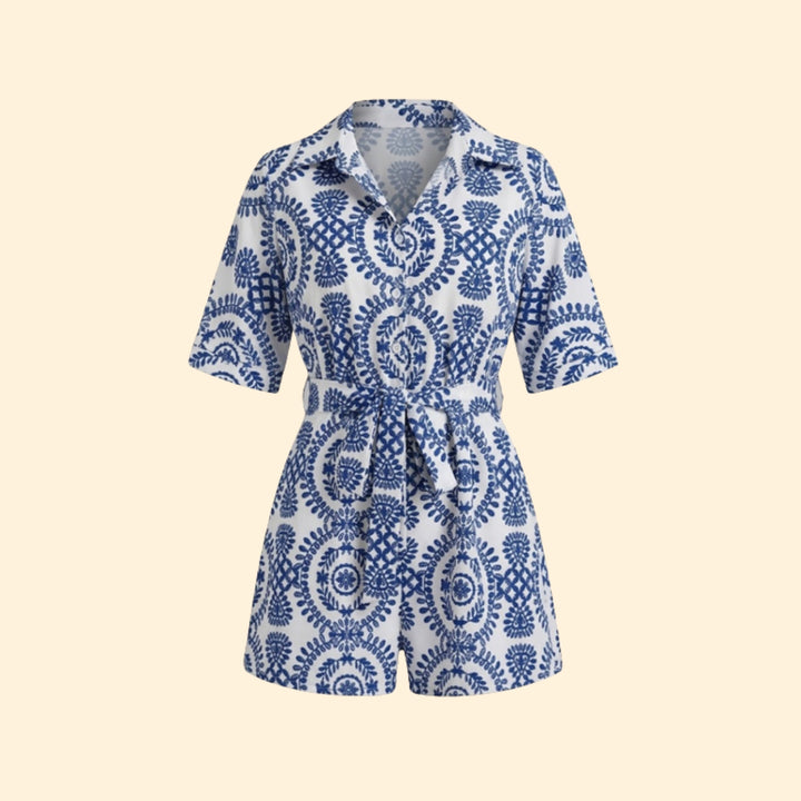 Women’s Short-Sleeve Dress with Adjustable Waist