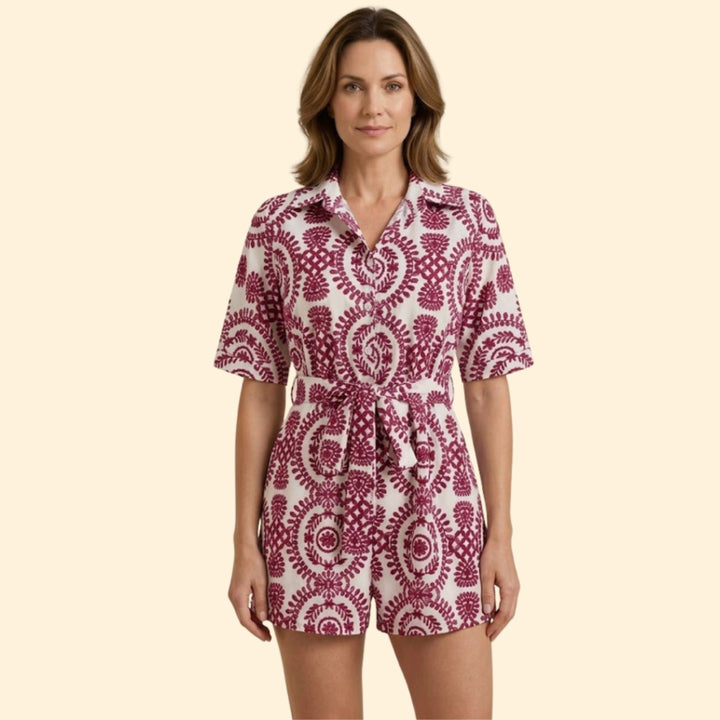 Women’s Short-Sleeve Dress with Adjustable Waist