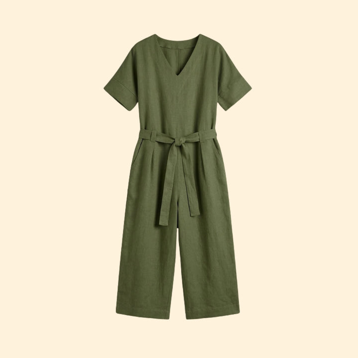Women’s Short-Sleeve Jumpsuit with Wide Legs