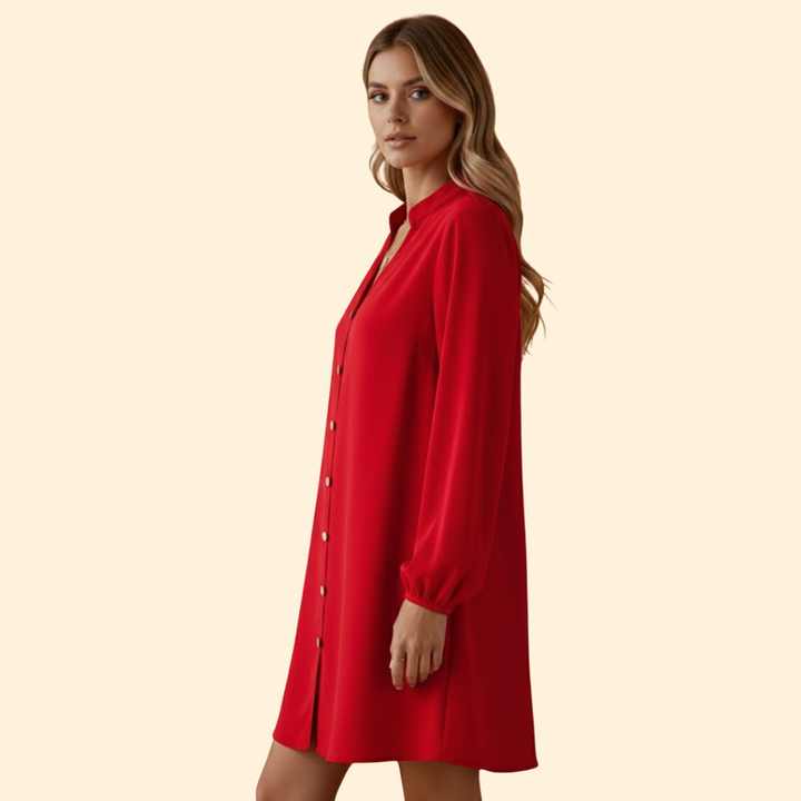 Women’s Short Dress with Puff Sleeves