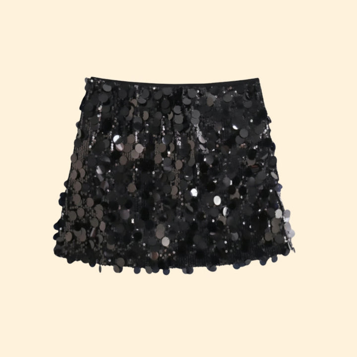 Women’s Short Sequin Skirt with Shiny Detail