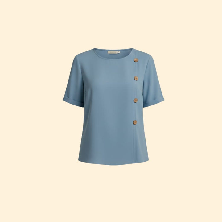 Women’s Short Sleeve Blouse with Side Button Detail