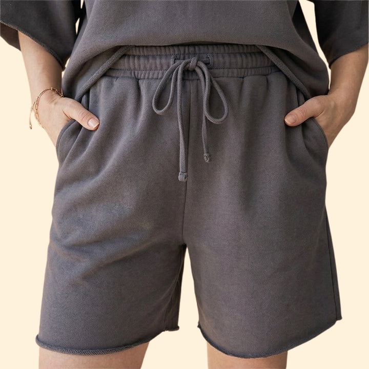 Women’s Short Sleeve Crop Top with Drawstring Shorts