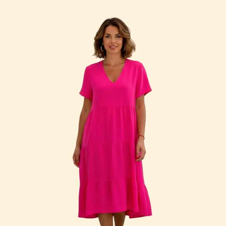 Women’s Short Sleeve Dress with Flared Hem