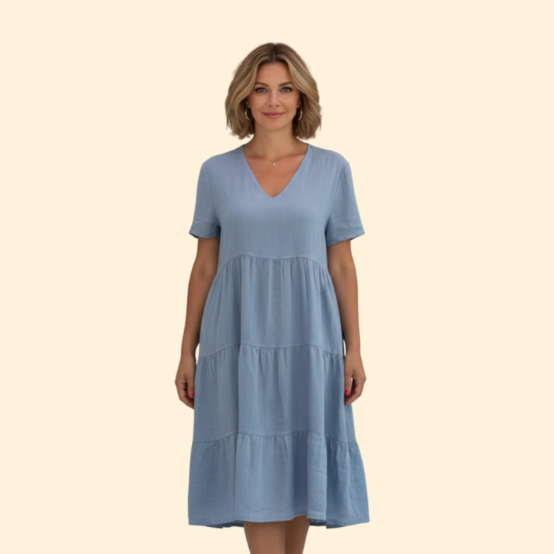 Women’s Short Sleeve Dress with Flared Hem
