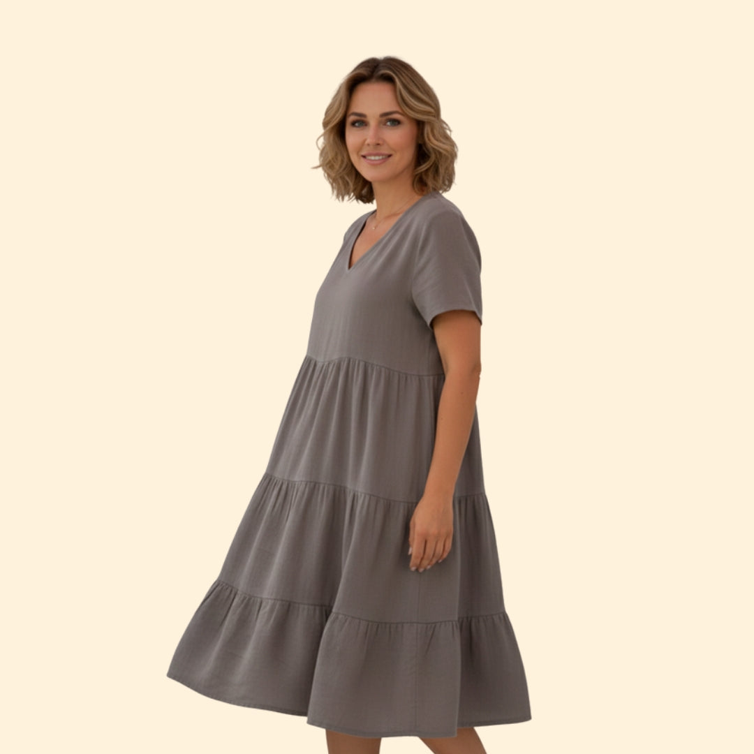 Women’s Short Sleeve Dress with Flared Hem