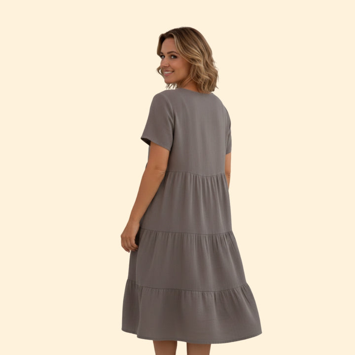 Women’s Short Sleeve Dress with Flared Hem
