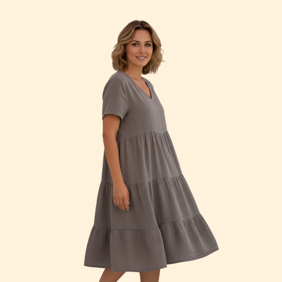 Women’s Short Sleeve Dress with Flared Hem
