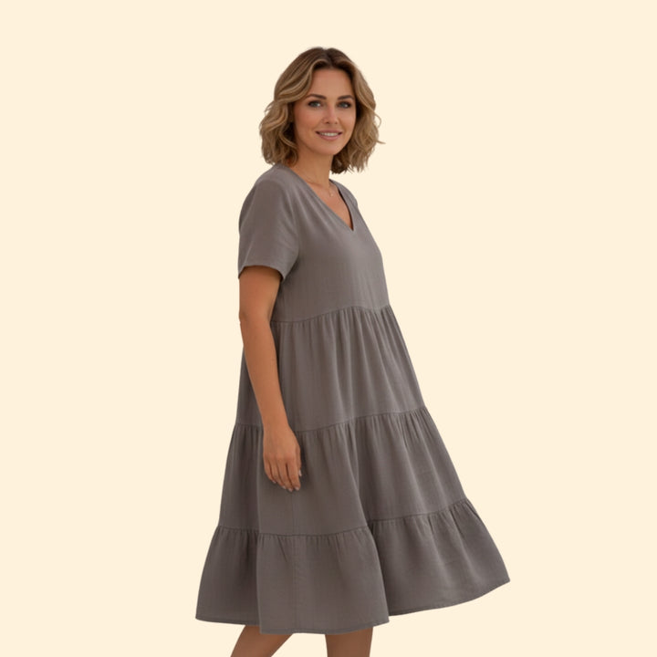 Women’s Short Sleeve Dress with Flared Hem