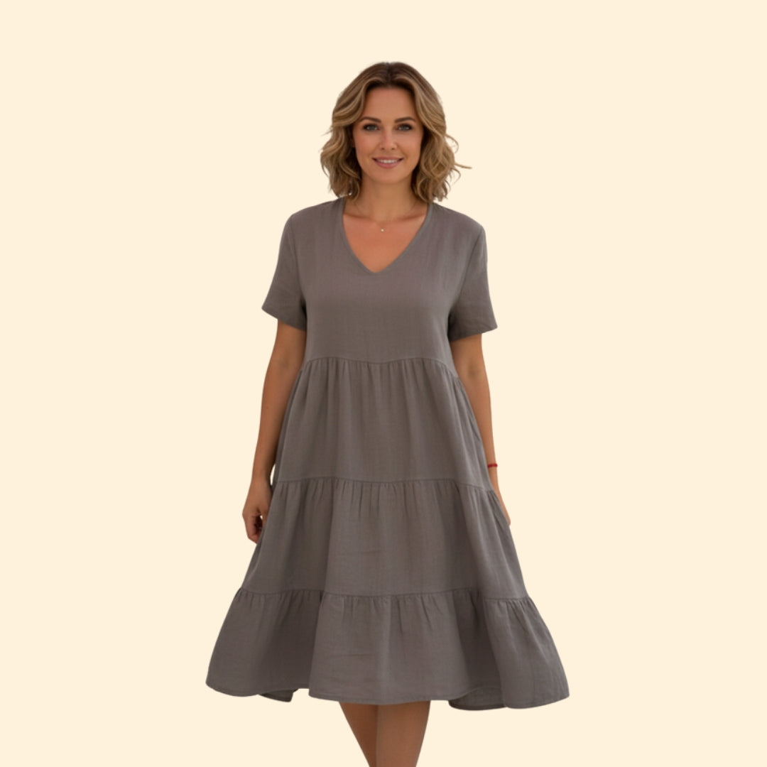 Women’s Short Sleeve Dress with Flared Hem