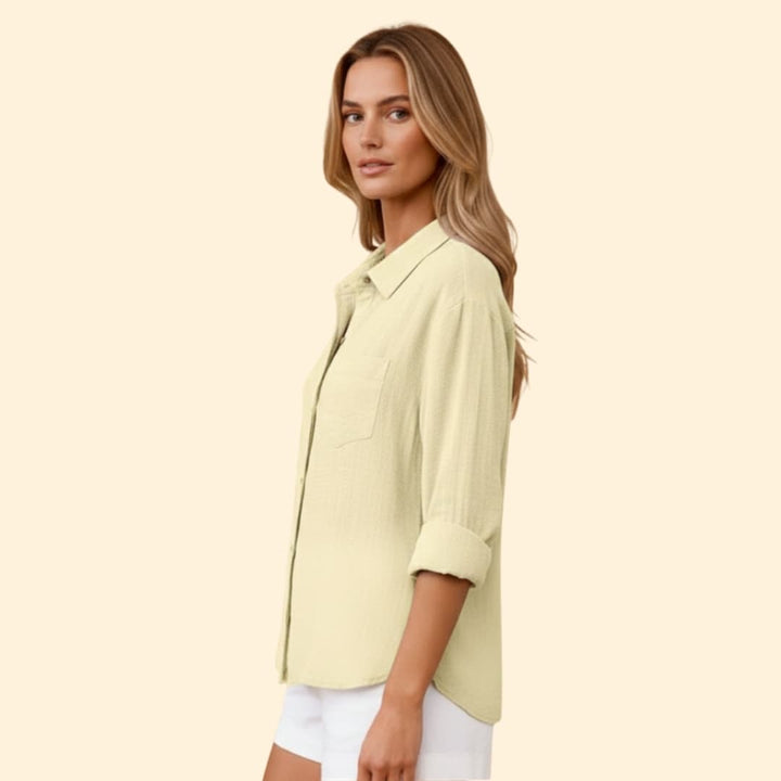 Women’s Short Sleeve Shirt with Button Placket