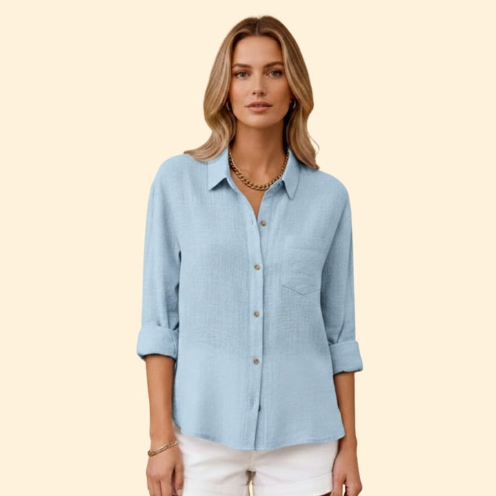 Women’s Short Sleeve Shirt with Button Placket