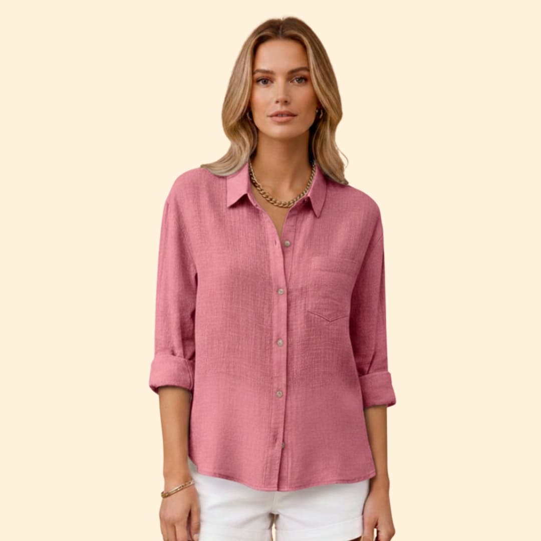 Women’s Short Sleeve Shirt with Button Placket