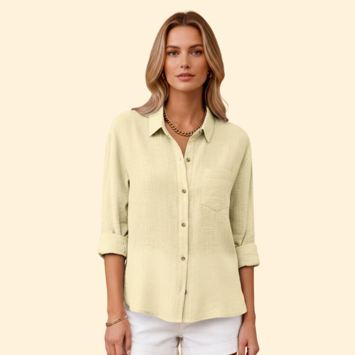 Women’s Short Sleeve Shirt with Button Placket