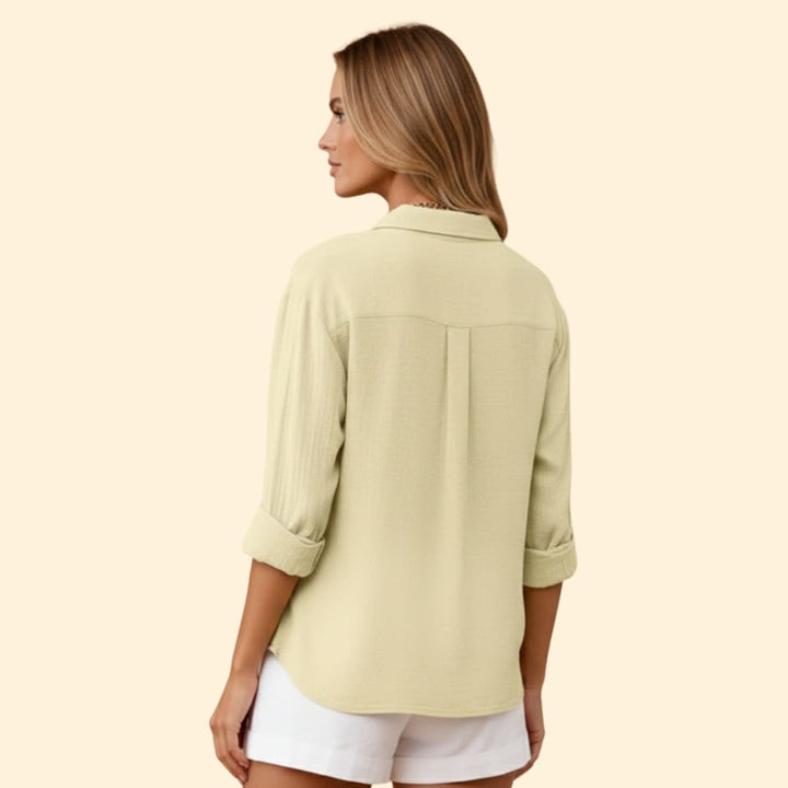 Women’s Short Sleeve Shirt with Button Placket