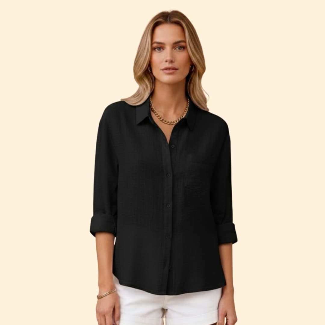 Women’s Short Sleeve Shirt with Button Placket