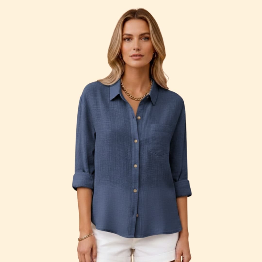 Women’s Short Sleeve Shirt with Button Placket