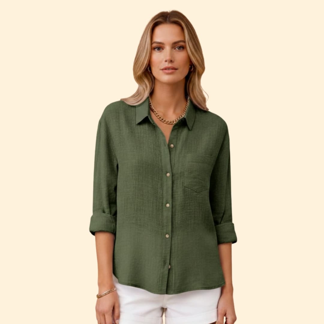 Women’s Short Sleeve Shirt with Button Placket