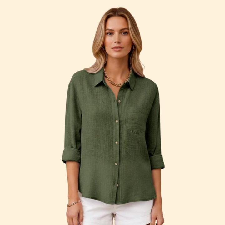 Women’s Short Sleeve Shirt with Button Placket