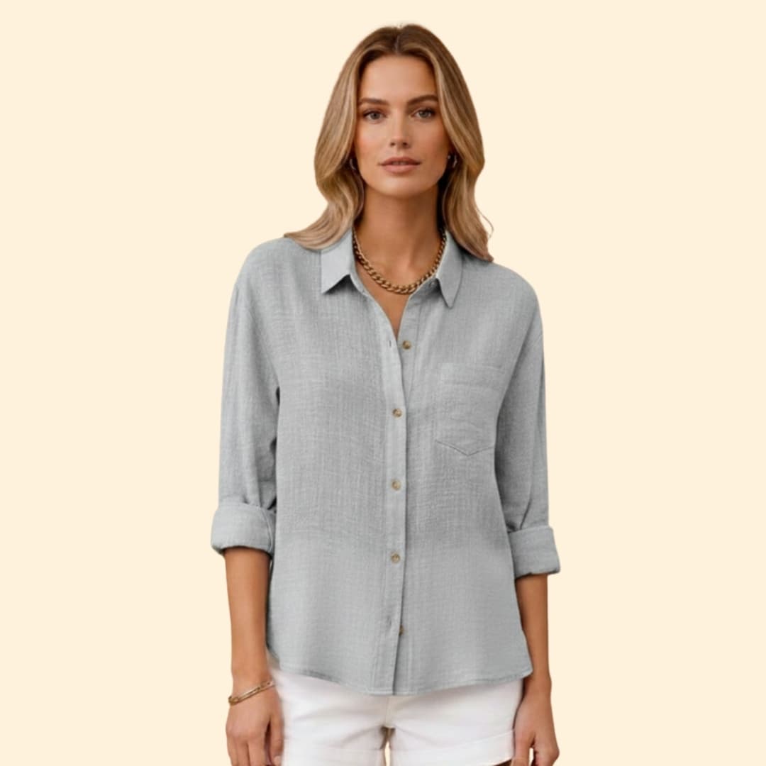 Women’s Short Sleeve Shirt with Button Placket