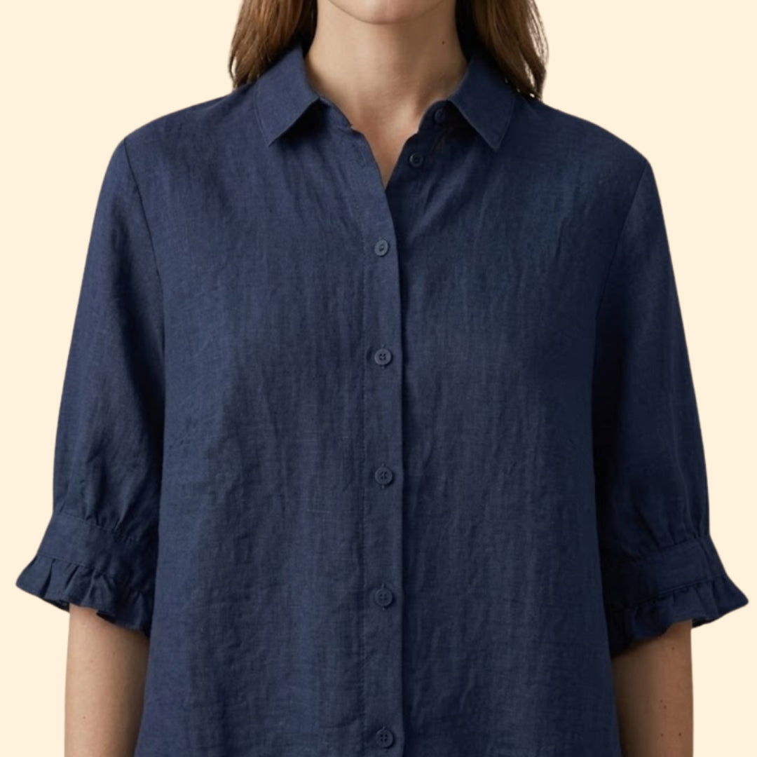 Women’s Short Sleeve Shirt with Pleated Cuffs